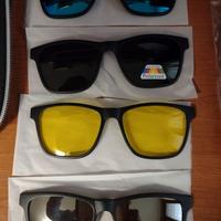 occhiale con 4 lenti da sole applicabili