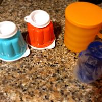 eco con 2 stampini budini e bicchiere termico tupp
