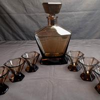 Bottiglia Art Deco con 6 bicchierini da rosolio