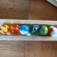 Pista da biglie 26 pz in legno+6 biglie in vetro