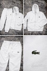 Tuta lacoste bianca con felpa e pantaloni taglia M