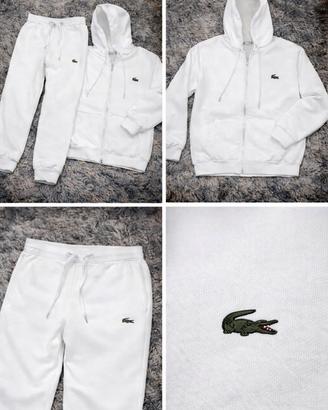 Tuta lacoste bianca con felpa e pantaloni taglia M
