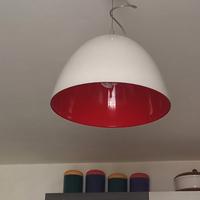 Lampadario sospensione vetro rosso e bianco