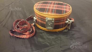 Borsetta portagioie tartan nero rosso pelle nuova