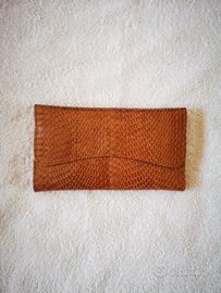 Portafoglio vintage pelle pitone marrone