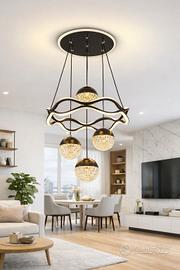 lampadario a sospensione LED brillante nero