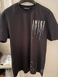 T-shirt Amiri nera modello paint dip tg-XL,