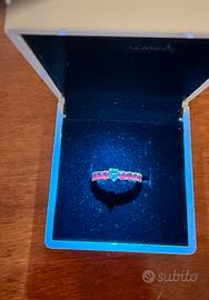 Anello eternity di rubini oro 750 con diamante