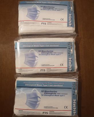 30 mascherine chirurgiche in confezioni sigillate