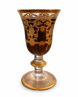 BICCHIERE VENEZIANO CON FINITURE COLOR ORO