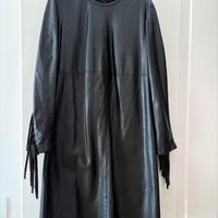 Abito PINKO in Similpelle Nera con Frange - Tg. 42