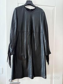 Abito PINKO in Similpelle Nera con Frange - Tg. 42