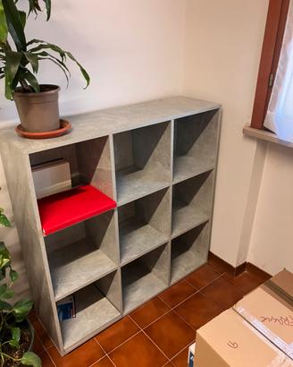 Libreria 9 scomparti - effetto cemento