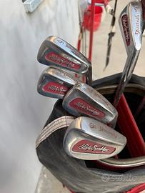 Set golf vintage con sacca, 12 mazze e carrellino