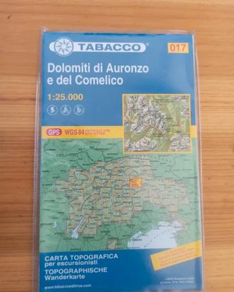 Carta tabacco 017 Dolomiti di Auronzo e del Comeli