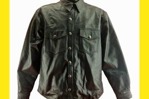 CAMICIA PELLE MOTO BUFFALO BLACK CRISPY