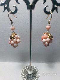 orecchini argento dorato con pallini 5 mm.corallo