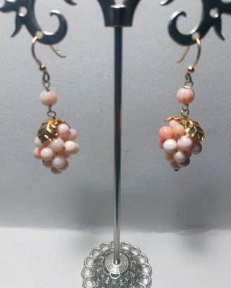 orecchini argento dorato con pallini 5 mm.corallo