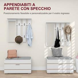 Appendiabiti a parete con specchio - Nuovo