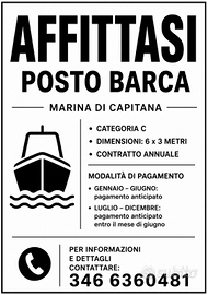 Posto barca 6x3 Marina di Capitana