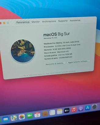 Macbook pro 13" late 2013 8gbram 120ssd