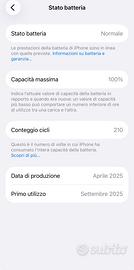 Apple iPhone 16 batteria 100%
