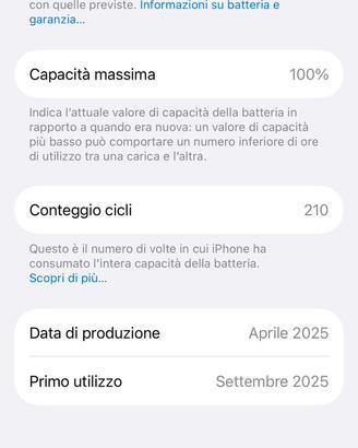 Apple iPhone 16 batteria 100% .