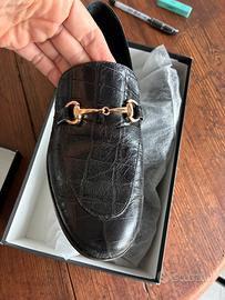 Mocassini pelle nero stile Gucci
