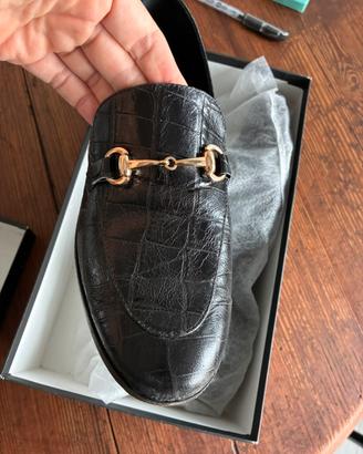 Mocassini pelle nero stile Gucci