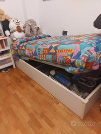 Letto contenitore singolo con materasso