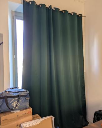 Tenda ad anelli oscurante verde + bastone