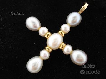 Croce oro croce perle