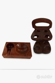 Portapipa legno massello e portacenere in alabatro