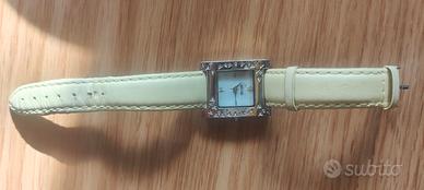 Orologio donna quadrato con strass cinturino pelle