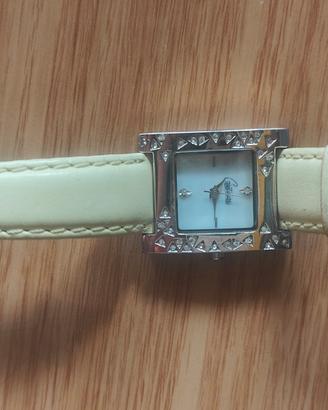 Orologio donna quadrato con strass cinturino pelle