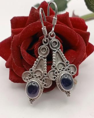 orecchini vintage bohemien argento 925 ametista 