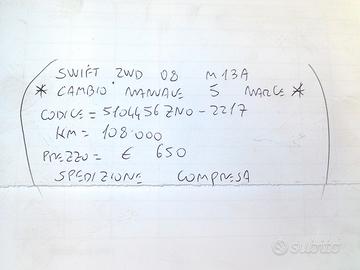 Cambio manuale 5 marce swift 2wd 08 m13a