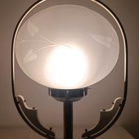 Lampadario "fiaccola" vintage opalino cromato