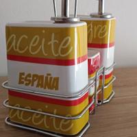 Set olio, aceto, sale e pepe in ceramica