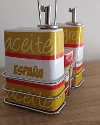 Set olio, aceto, sale e pepe in ceramica