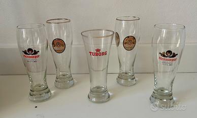 Set 5 bicchieri da birra  Tuborg e Henninger