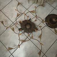 lampadario + piantana in ferro con foglie