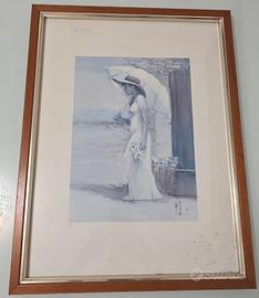 Quadro raffigurante una donna con  ombrello