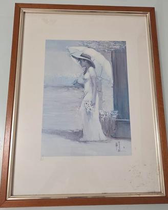 Quadro raffigurante una donna con  ombrello