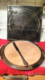 tagliere in legno e acciaio+ coltello 