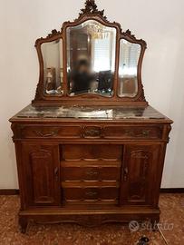 Antico comò primi 900 legno noce, piano marmo