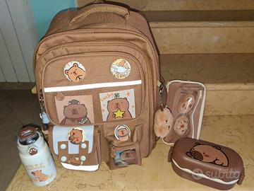 set zaino scuola capibara astuccio borraccia 