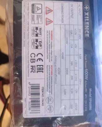 Alimentatore Xilence 600W ATX