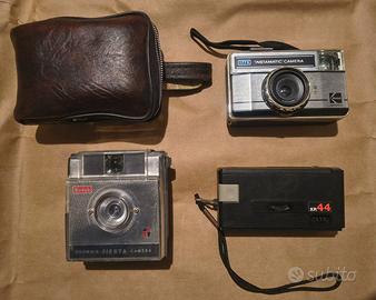 Lotto 3 macchine fotografiche vintage + 1 custodia