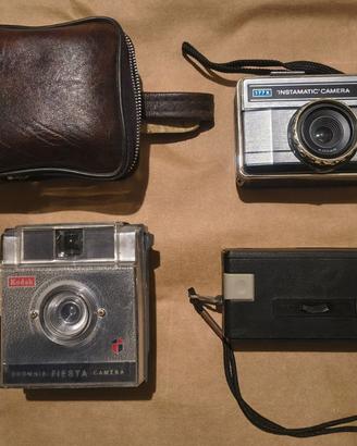 Lotto 3 macchine fotografiche vintage + 1 custodia